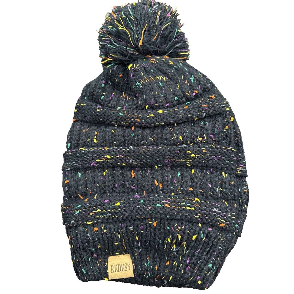 Unisex Winter Knit Beanie with Pom Pom Multicolor chunky winter cold hat